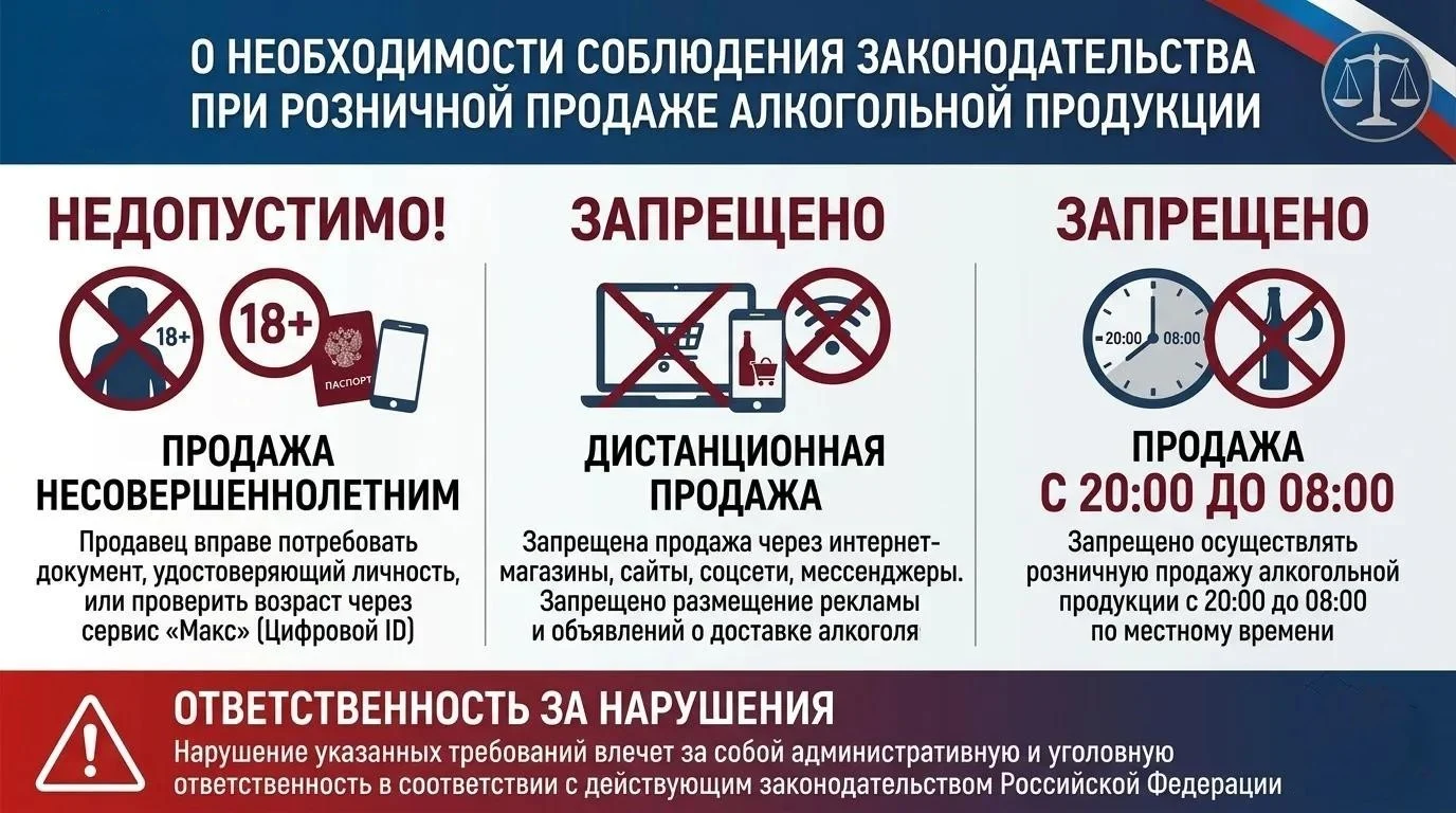 О соблюдении требований законодательства в сфере розничной продажи алкогольной продукции